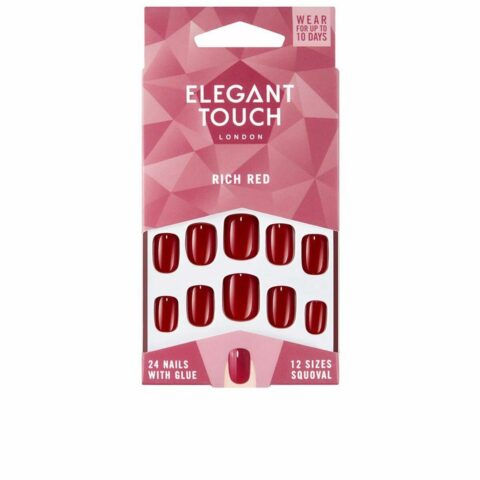 False Nails Elegant Touch Polished Colour Στρογγυλεμένο Rich Red (24 uds)