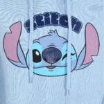 Unisex Φούτερ με Κουκούλα Stitch Cute Face Μπλε