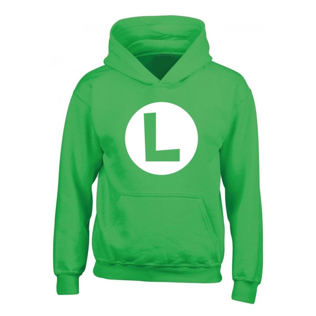 Unisex Φούτερ με Κουκούλα Super Mario Luigi Badge Πράσινο