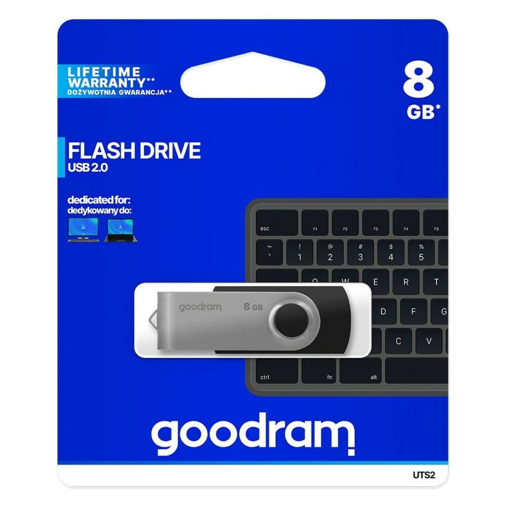 Στικάκι USB GoodRam UTS2 USB 2.0 Μαύρο Μαύρο/Ασημί Ασημί 8 GB