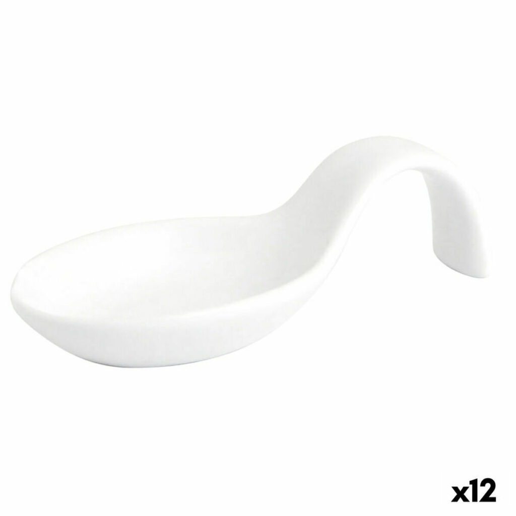 Κουτάλι για Κοκτέιλ Quid Chef Κεραμικά Λευκό 10 x 5 cm (12 Μονάδες) (Pack 12x)