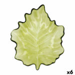 Δίσκος για σνακ Quid Φύλλο Πράσινο Γυαλί (22 x 18 cm) (Pack 6x)
