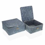 Καλάθι Πολλαπλών Χρήσεων Versa Μπλε Φύκια 23 x 10 x 23 cm 20 x 20 x 9 cm Με καπάκι (x2)