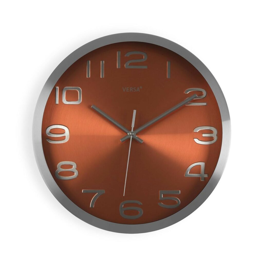 Ρολόι Τοίχου Versa Πορτοκαλί Αλουμίνιο (4 x 30 x 30 cm)