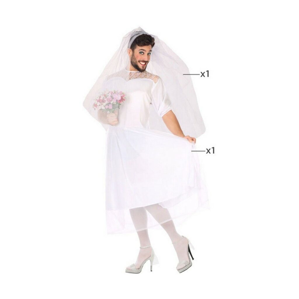 Αποκριάτικη Στολή για Ενήλικες Λευκό Γαμήλιο φόρεμα (2 Τεμάχια)