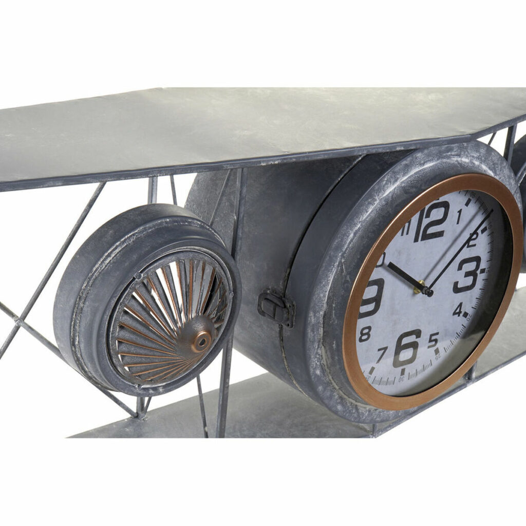 Ρολόι Τοίχου DKD Home Decor Κρυστάλλινο Σίδερο Αεροπλάνο Ξύλο MDF Σκούρο γκρίζο (120 x 21 x 33.5 cm)