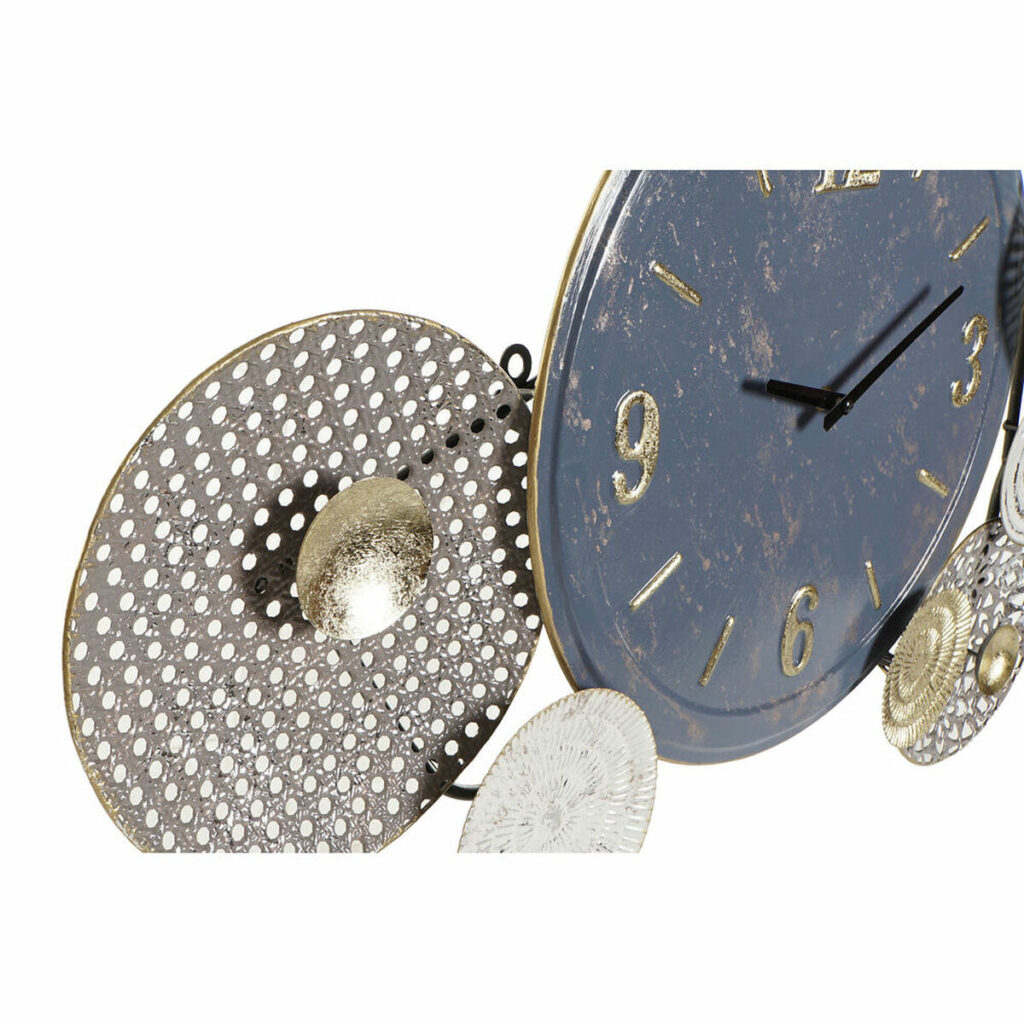 Ρολόι Τοίχου DKD Home Decor Μπλε Λευκό Γκρι Χρυσό Μέταλλο Σύγχρονη Κύκλους 95 x 7 x 47 cm