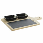 Σετ Ορεκτικών DKD Home Decor Μαύρο Φυσικό Bamboo Πήλινα Σχιστόλιθος Cottage 33 x 19