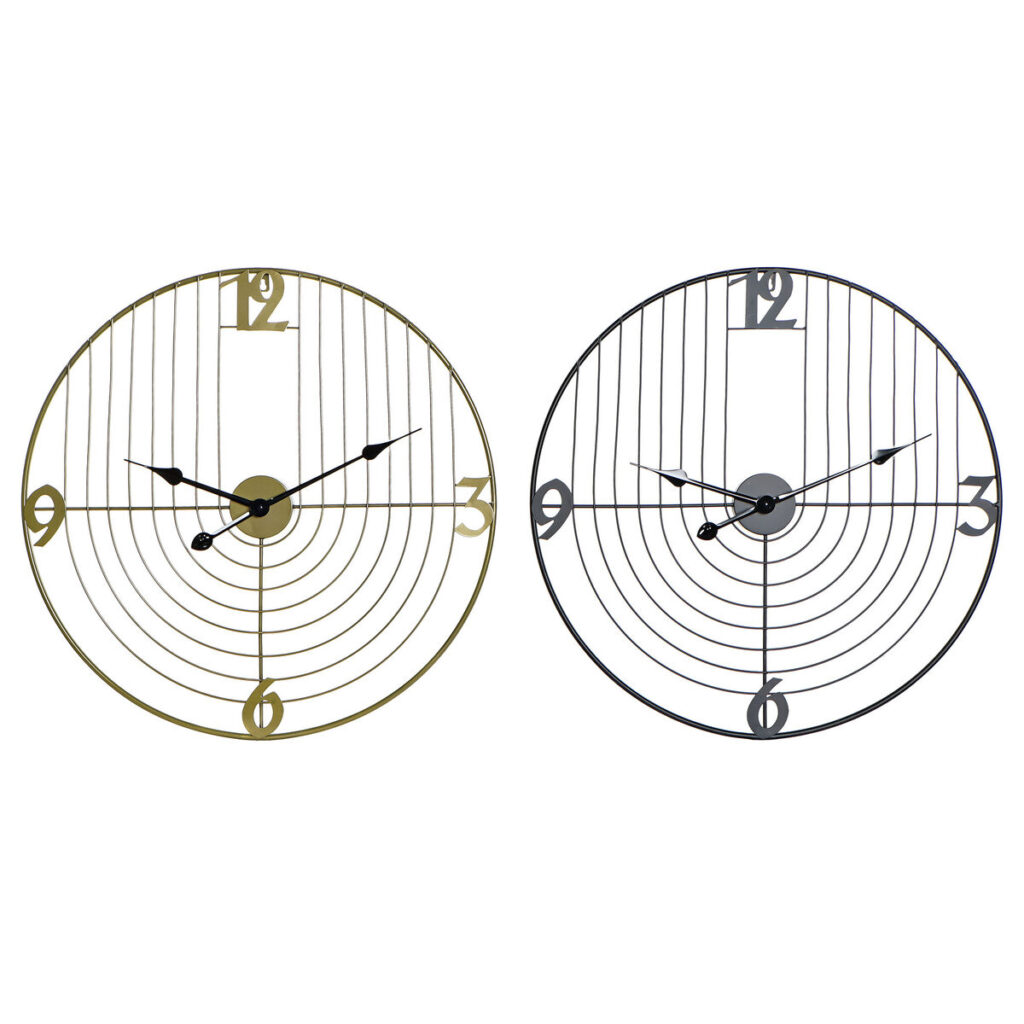 Ρολόι Τοίχου DKD Home Decor Μαύρο Χρυσό Μέταλλο 60 x 3 x 60 cm Σύγχρονη (x2)