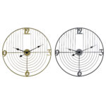 Ρολόι Τοίχου DKD Home Decor Μαύρο Χρυσό Μέταλλο 60 x 3 x 60 cm Σύγχρονη (x2)