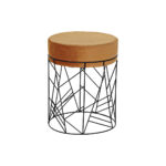 Υποπόδια DKD Home Decor Μαύρο Μέταλλο πολυεστέρας τερακότα (33 x 33 x 42 cm)