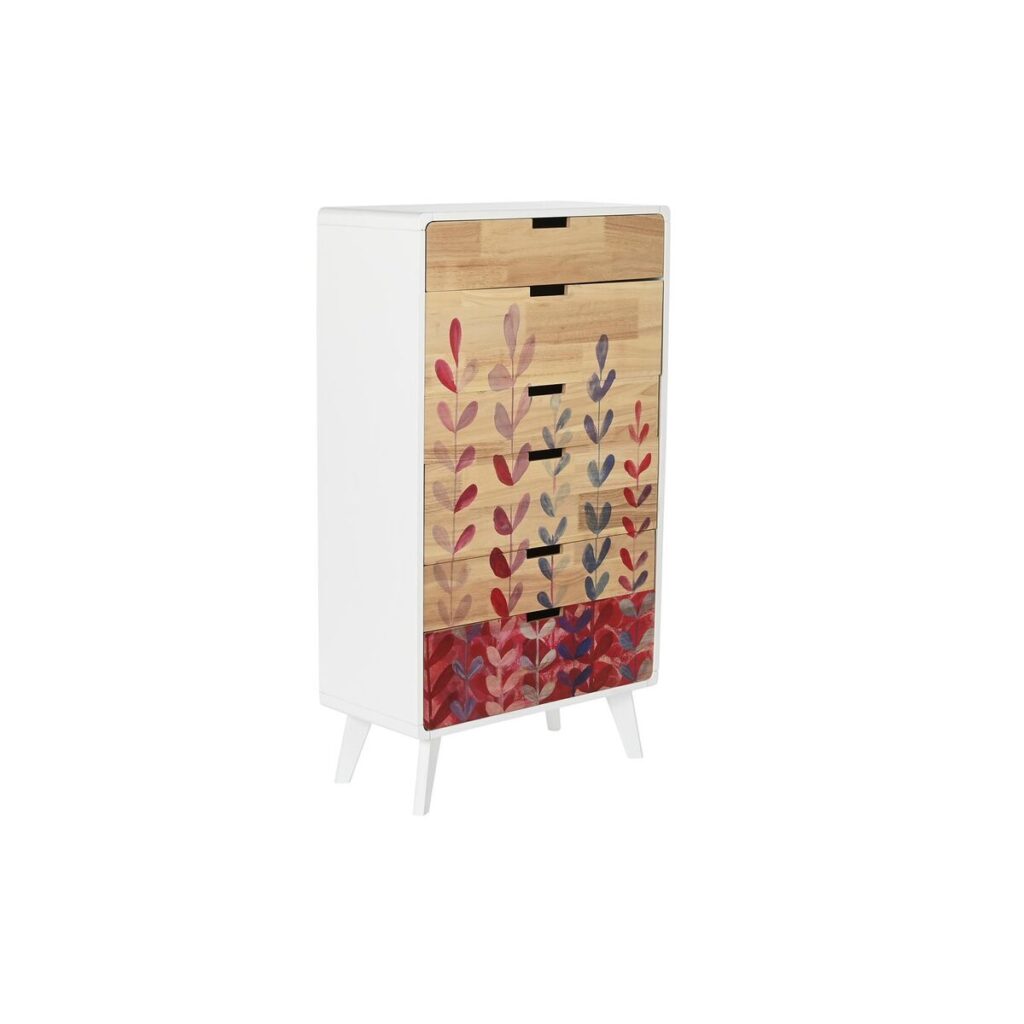 Συρταριέρα DKD Home Decor Scandi Φυσικό ξύλο καουτσούκ Λευκό Μπορντό Ξύλο MDF 60 x 30 x 108 cm