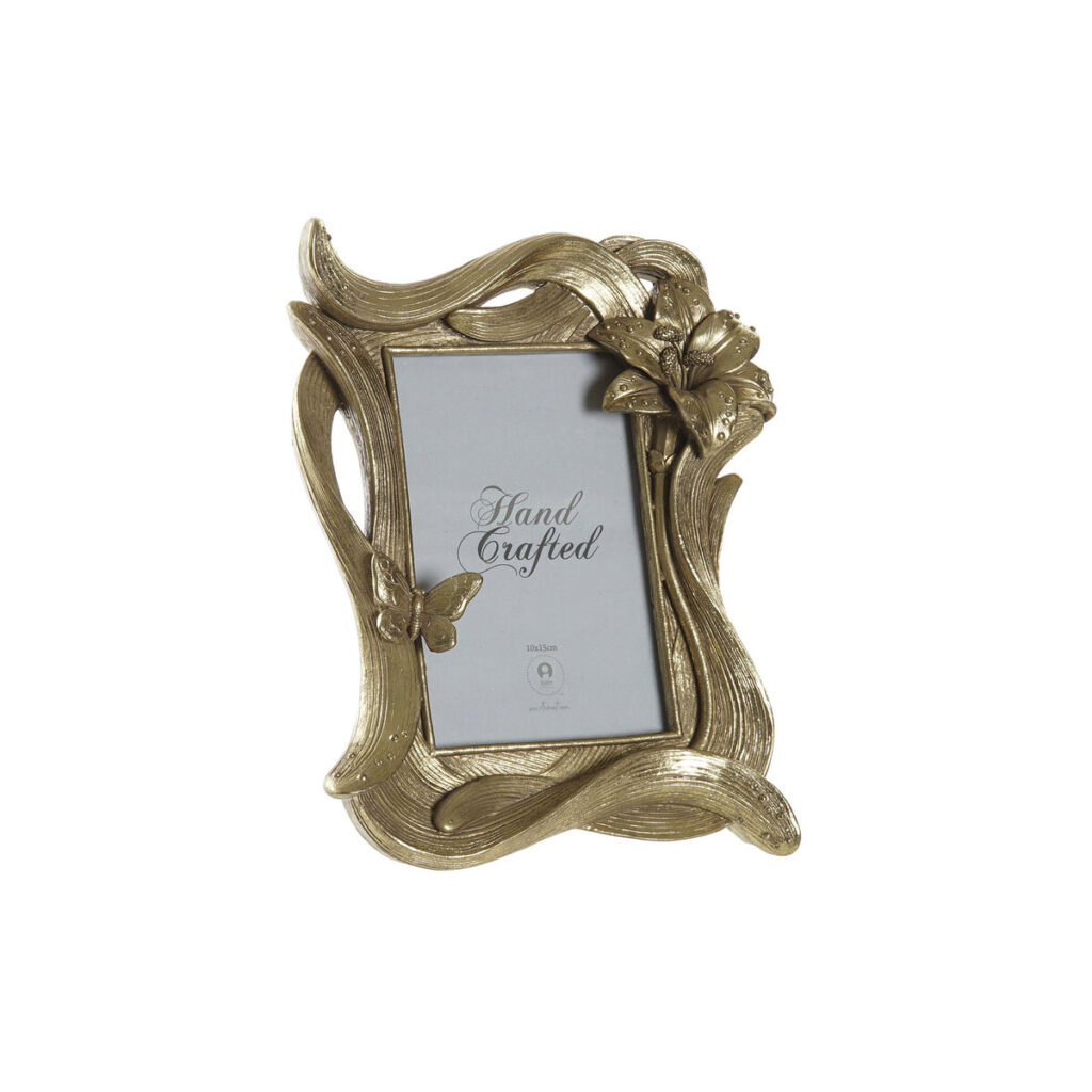 Κορνίζα DKD Home Decor Ρητίνη Χρυσό Λουλούδι 18