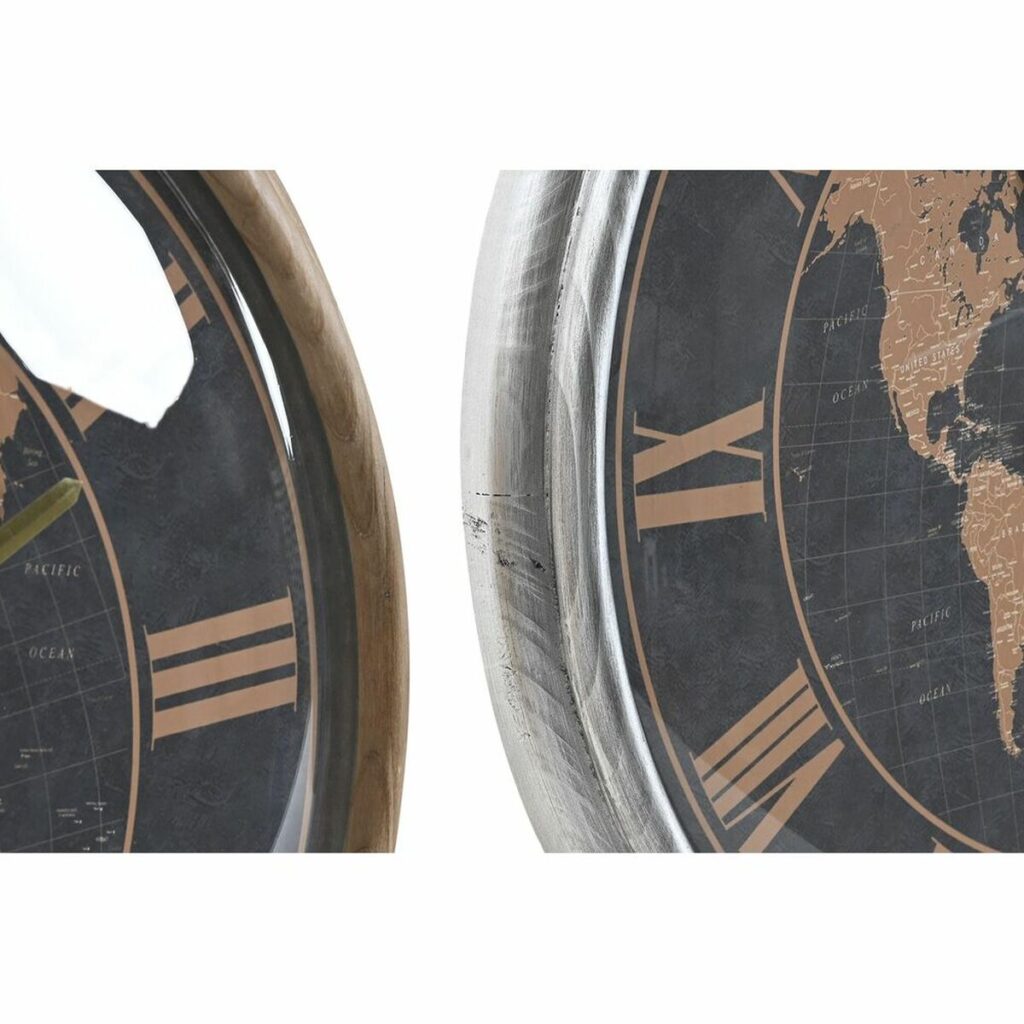 5 x 46 cm Κρυστάλλινο Ασημί Μαύρο Χρυσό Καφέ Σίδερο Παγκόσμιος Χάρτης (x2)