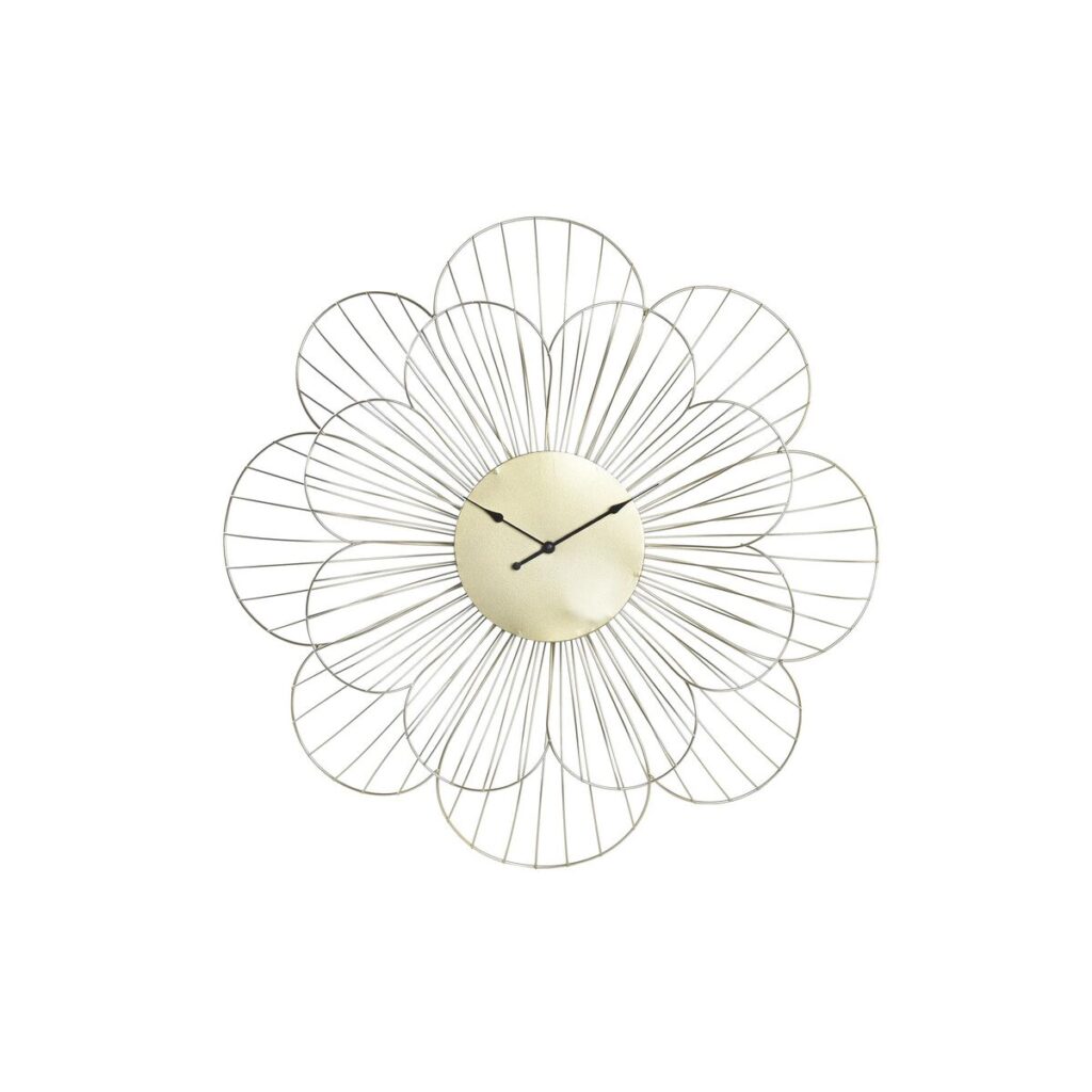 Ρολόι Τοίχου DKD Home Decor Λουλούδι Χρυσό Μέταλλο (57 x 4 x 57 cm)