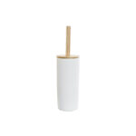 Βούρτσα Τουαλέτας DKD Home Decor Λευκό Φυσικό Bamboo Πήλινα Scandi 10 x 10 x 38 cm