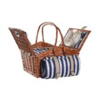 Καλάθι DKD Home Decor Πικ-Νικ Καφέ Ναυτικό Μπλε λυγαριά 42 x 30 x 20 cm