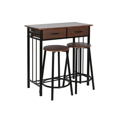Σετ Τραπέζι με 2 Καρέκλες DKD Home Decor Καφέ Μαύρο Μέταλλο Ξύλο MDF 80 x 50 x 84 cm