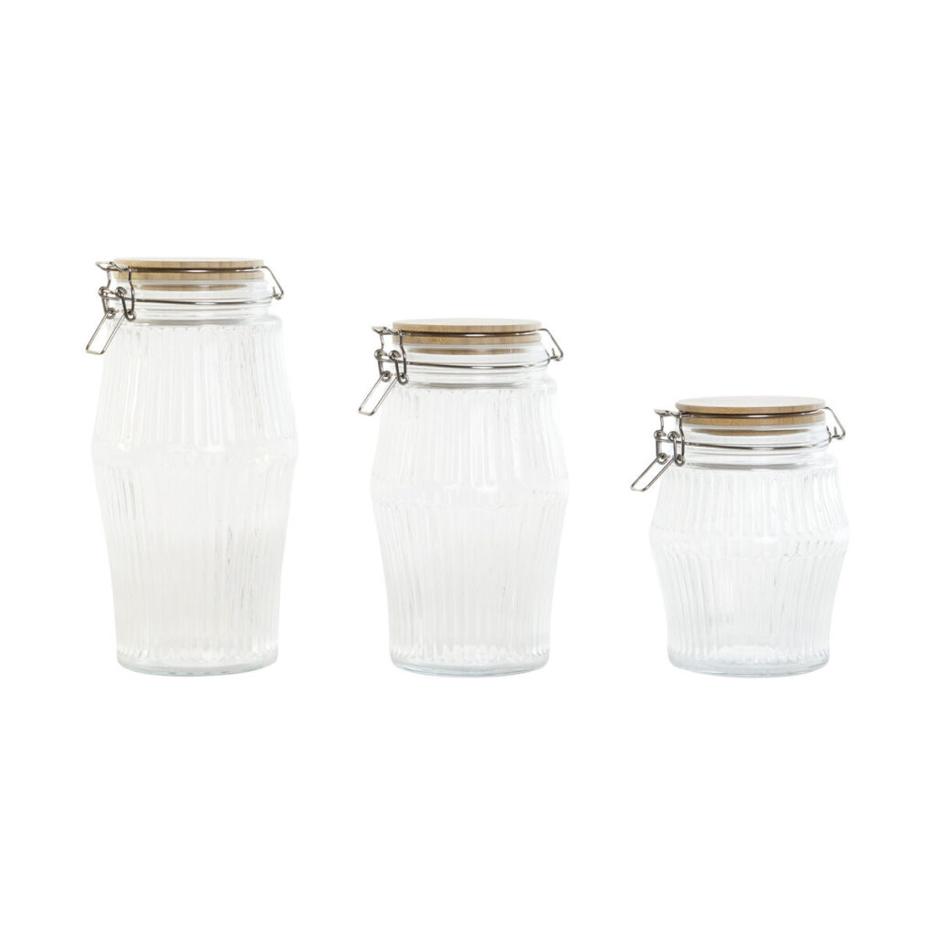 Σετ 3 Δοχεία Home ESPRIT Διαφανές Σιλικόνη Bamboo Κρυστάλλινο 13