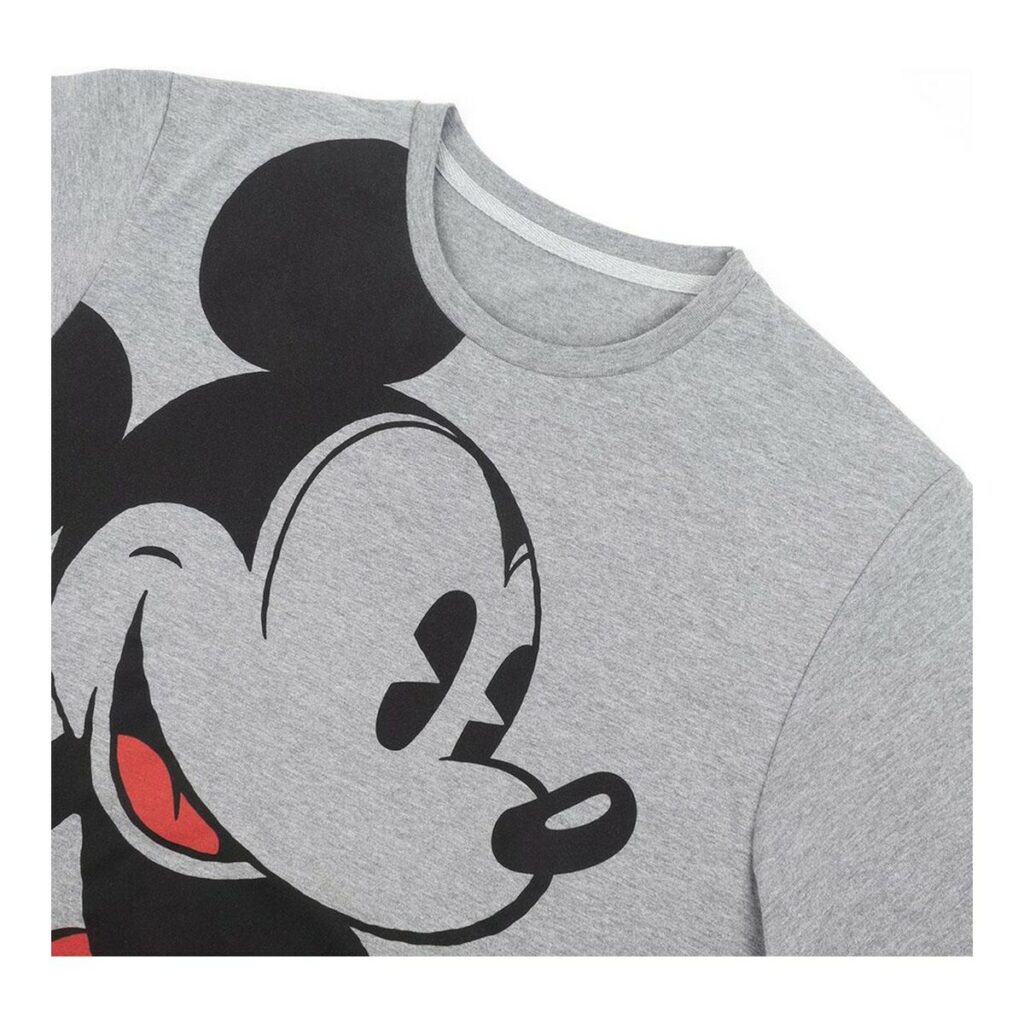 Ανδρική Μπλούζα με Κοντό Μανίκι Mickey Mouse Γκρι Σκούρο γκρίζο Ενήλικες