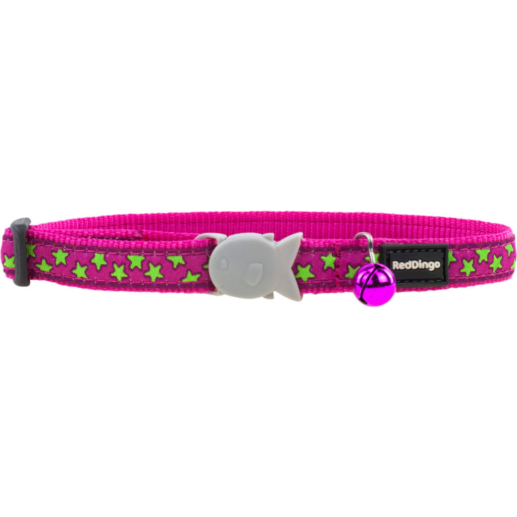 Κολάρο γάτας Red Dingo Stars Lime on Hot 20-32 cm Ροζ