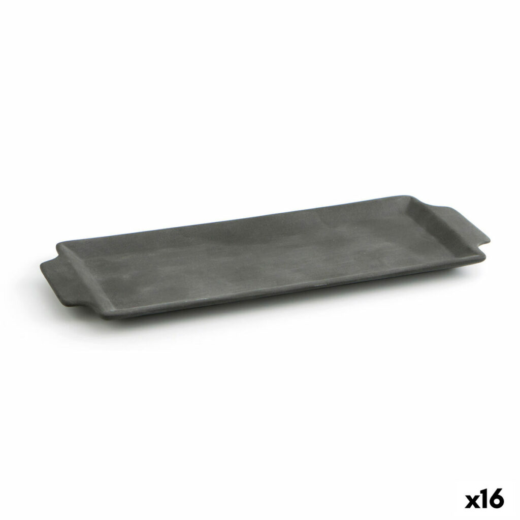 Δίσκος για σνακ Quid Mineral Κεραμικά Μαύρο (10 x 28 cm) (16 Μονάδες)