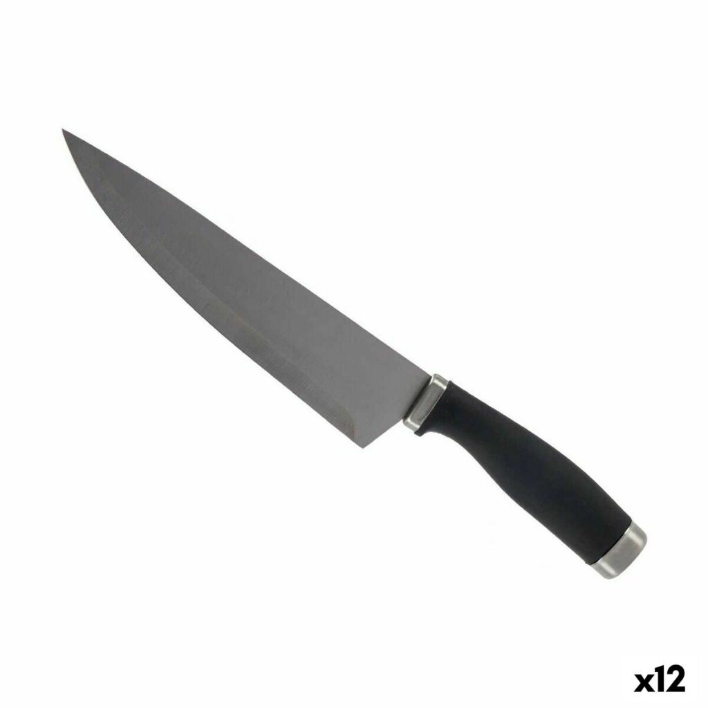 Μαχαίρι Κουζίνας Kinvara KT11-5603-01 Μαύρο Ασημί Ανοξείδωτο ατσάλι Πλαστική ύλη 5 x 2 x 33 cm (12 Μονάδες)