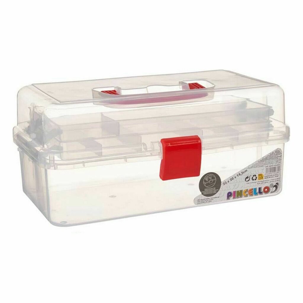 Κουτί Πολλαπλών Χρήσεων Κόκκινο Διαφανές Πλαστική ύλη 33 x 15 x 19