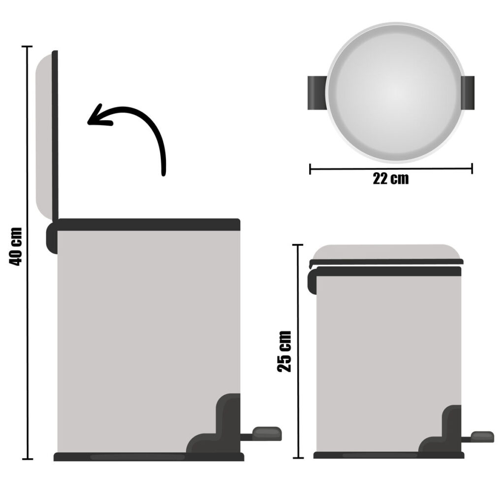 Κάδος Απορριμμάτων με Πεντάλ Ασημί Ανοξείδωτο ατσάλι Πλαστική ύλη 3 L (x6)