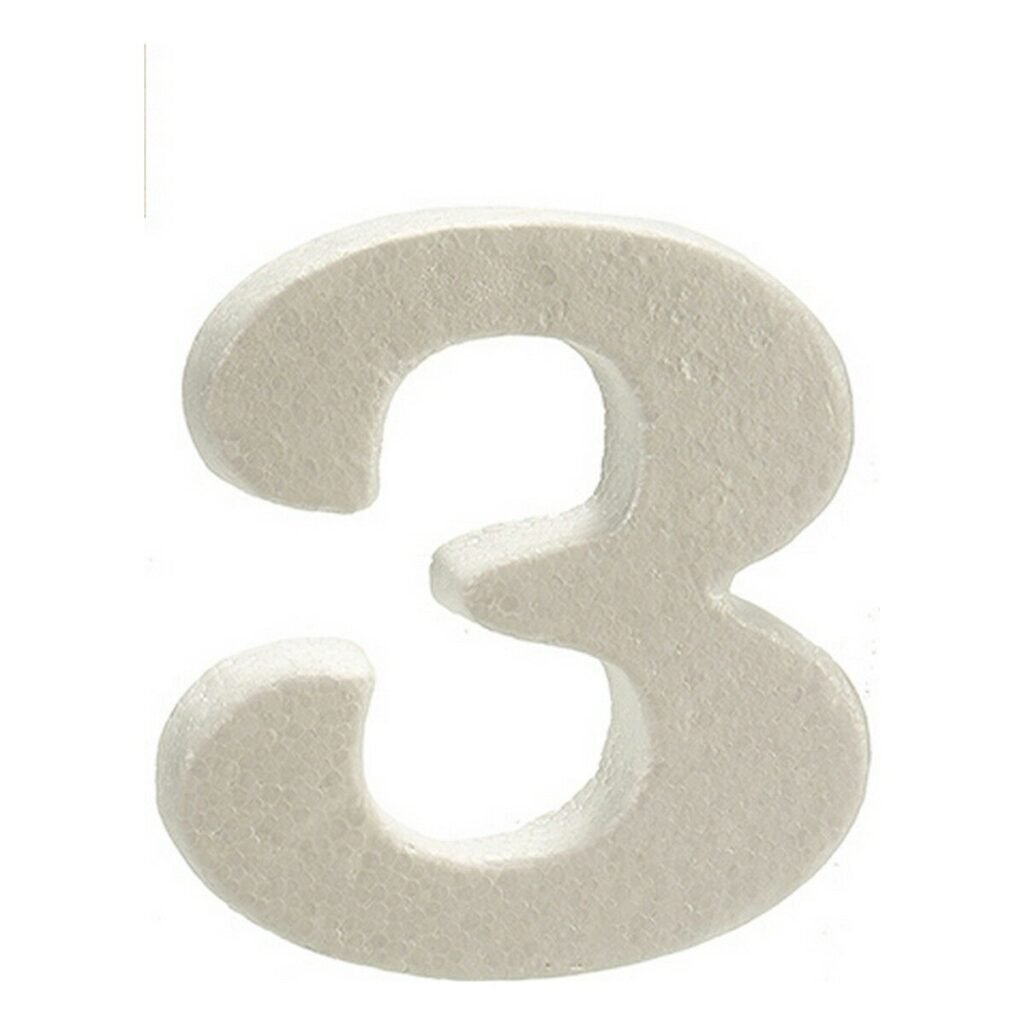 Αριθμοί 3 Λευκό πολυστερίνη 2 x 15 x 10 cm (12 Μονάδες)