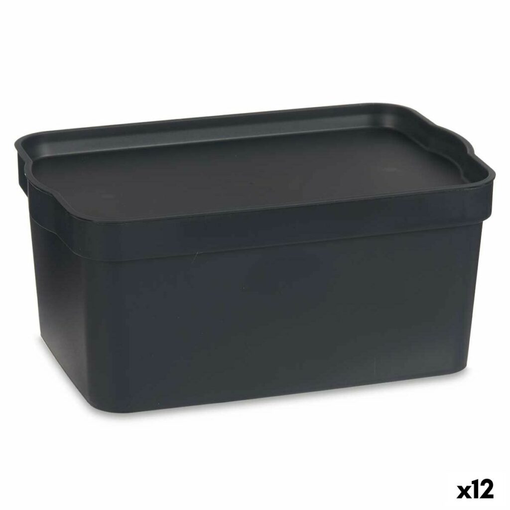 Κουτί αποθήκευσης με Καπάκι Ανθρακί Πλαστική ύλη 7