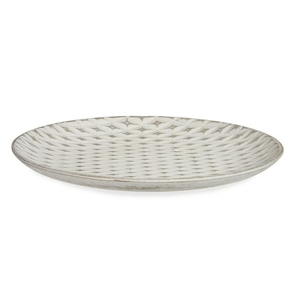 Διακοσμητικό Πιάτο Ø 29 cm Ρόμπος Λευκό Ξύλο MDF (x6)
