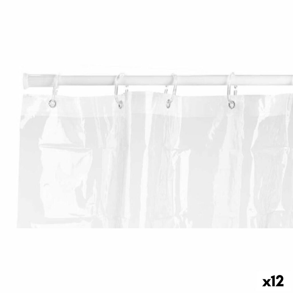 Κουρτίνα ντους 180 x 180 cm Πλαστική ύλη PEVA Διαφανές (12 Μονάδες)