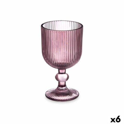 Ποτήρι κρασιού Ρίγες Ροζ Γυαλί 260 ml (x6)