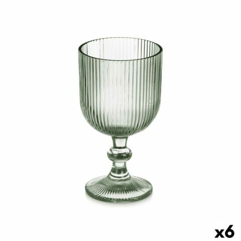 Ποτήρι Κρασί Ρίγες Πράσινο Γυαλί 370 ml (x6)