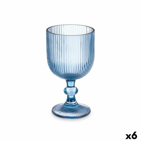 Ποτήρι Κρασί Ρίγες Μπλε Γυαλί 370 ml (x6)