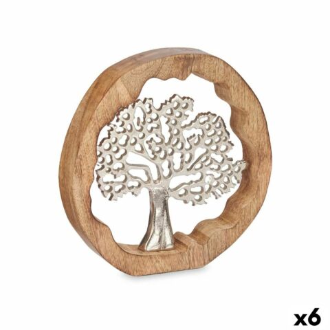 Διακοσμητική Φιγούρα Δέντρο Ασημί Μέταλλο 25 x 25 x 4 cm (x6)