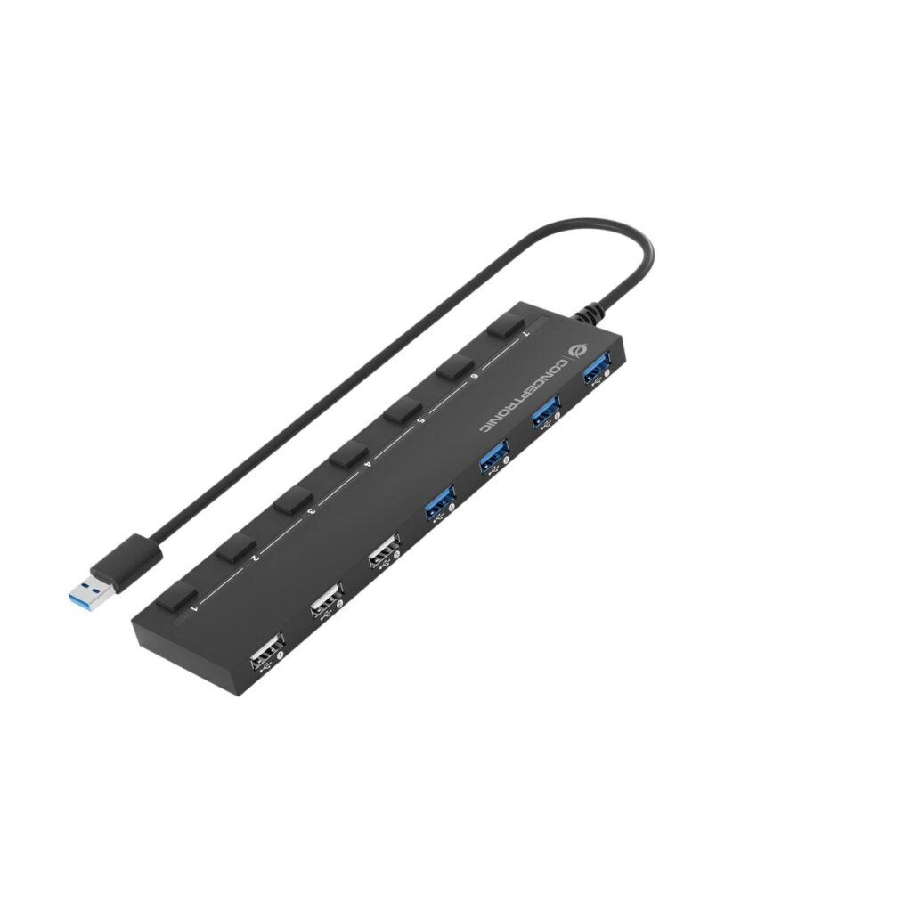 USB Hub Conceptronic HUBBIES09BP Μαύρο 7 σε 1