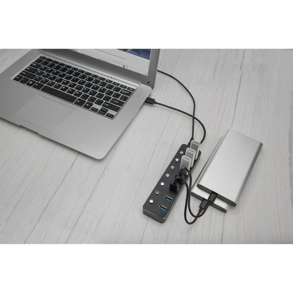 USB Hub Digitus DA-70248 Μαύρο Γκρι