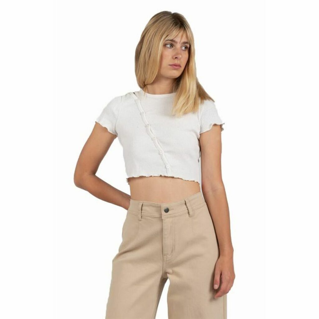 Γυναικεία Μπλούζα με Κοντό Μανίκι 24COLOURS Casual Λευκό