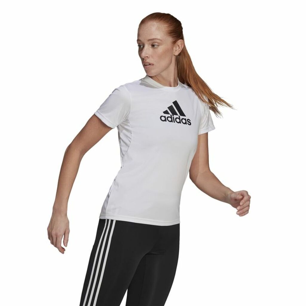 Γυναικεία Μπλούζα με Κοντό Μανίκι Adidas Primeblue D2M Logo Sport  Λευκό