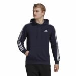 Ανδρικό Φούτερ με Κουκούλα Adidas Essentials 3 Stripes Ναυτικό Μπλε