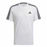 Ανδρική Μπλούζα με Κοντό Μανίκι aeroready Adidas D2M Sport 3 Bandas Λευκό