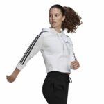 Γυναικείο Φούτερ με Κουκούλα Adidas Essentials Cropped 3 Stripes Λευκό