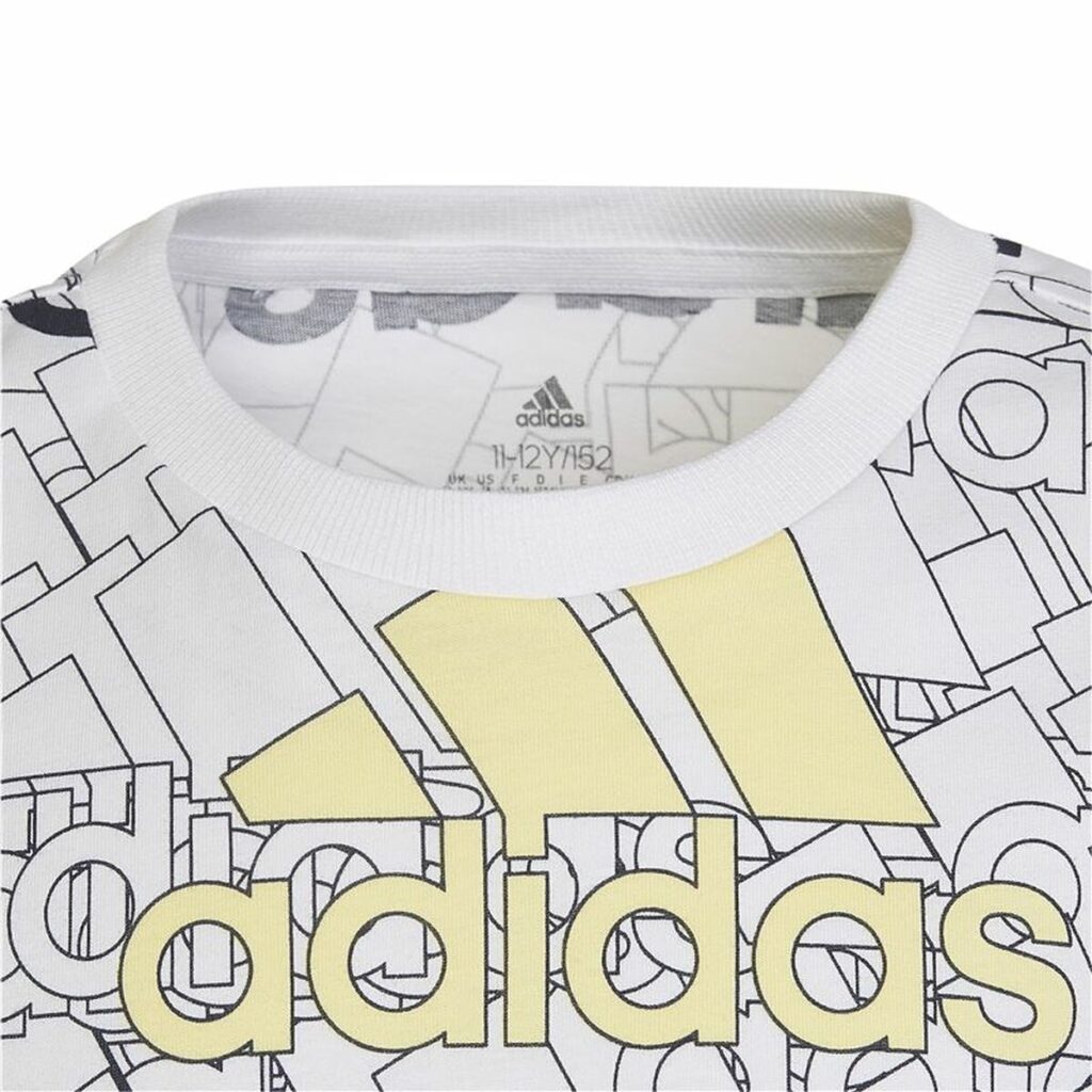Παιδικό Μπλούζα με Κοντό Μανίκι Adidas Brand Love  Λευκό
