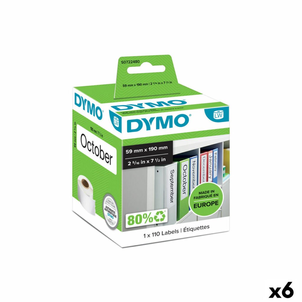 Ετικέτες για Εκτυπωτή Dymo 99019 59 x 190 mm LabelWriter™ Λευκό Μαύρο (x6)