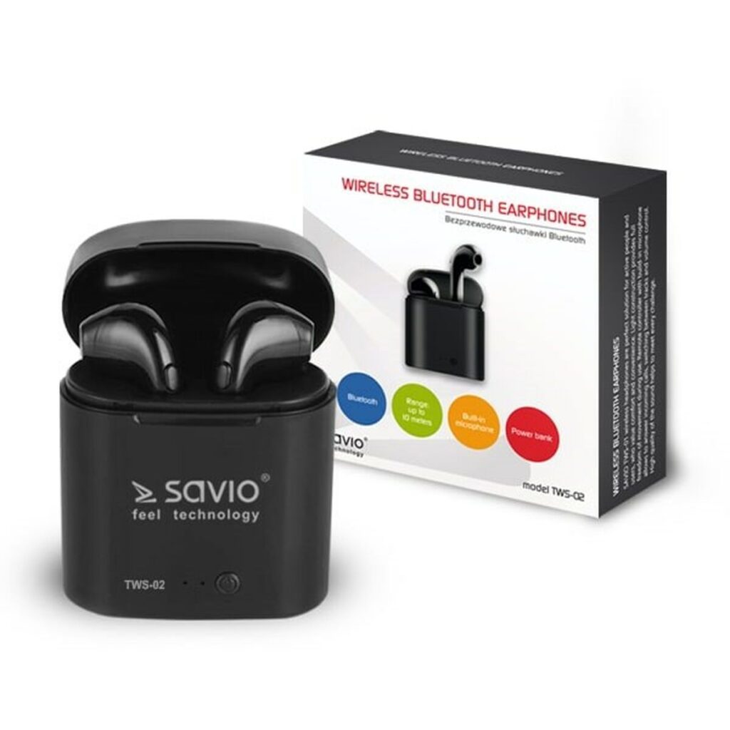 Ακουστικά in Ear Bluetooth Savio TWS-02 Μαύρο Γραφίτης