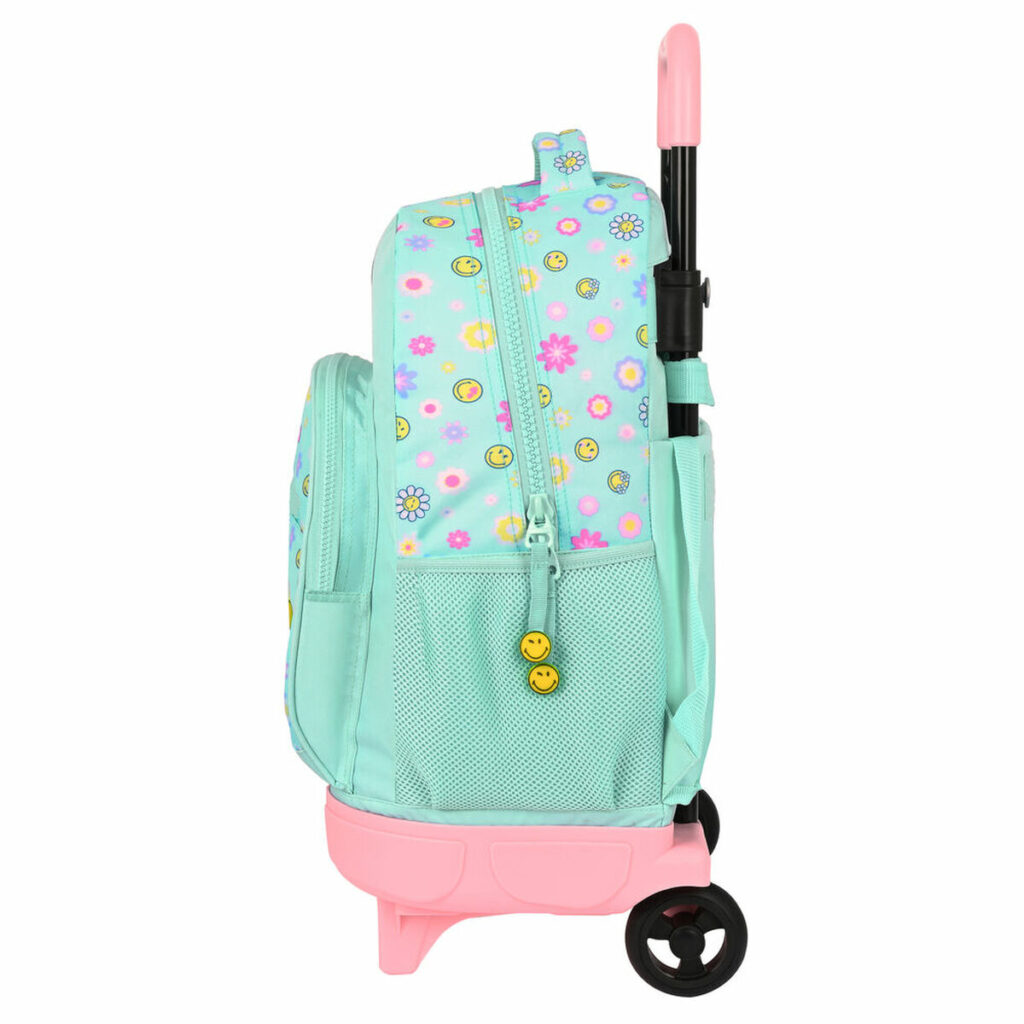 Σχολική Τσάντα με Ρόδες Smiley Summer fun Τυρκουάζ 33 X 45 X 22 cm