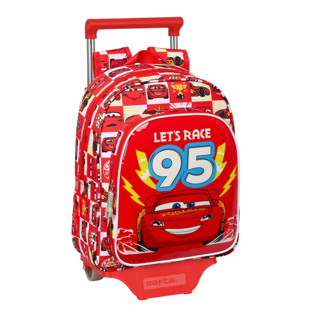Σχολική Τσάντα με Ρόδες Cars Let's race Λευκό Κόκκινο 27 x 33 x 10 cm