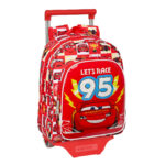 Σχολική Τσάντα με Ρόδες Cars Let's race Λευκό Κόκκινο 27 x 33 x 10 cm